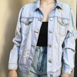 Ripped baggy denim jacket